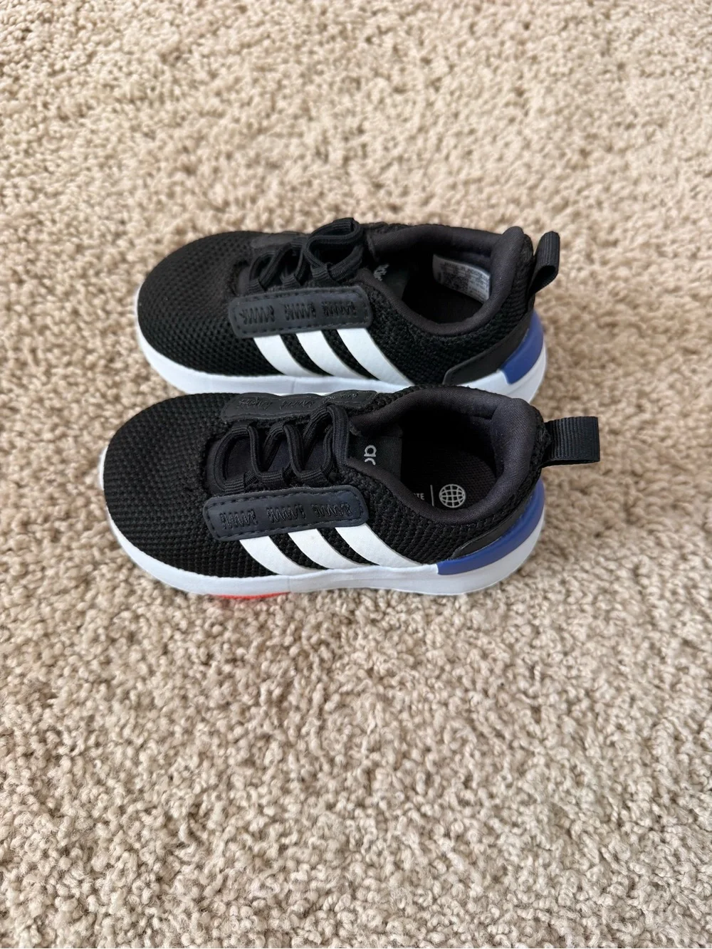 adidas Kids Black Sneakers with White Stripes